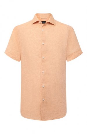 Льняная рубашка Zegna. Цвет: оранжевый