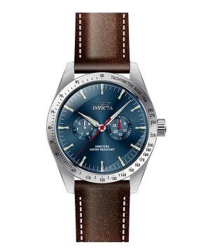 Invicta Specialty Tachymeter Кожаный ремешок Кварцевые мужские часы с синим циферблатом INV45978