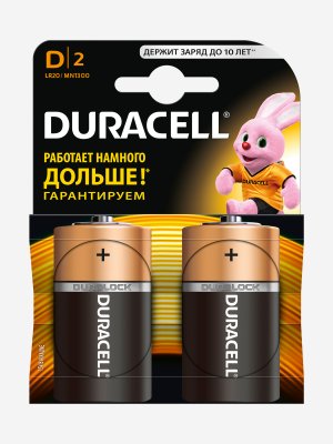 Батарейки щелочные Basic D/LR20, 2 шт., Черный Duracell. Цвет: черный