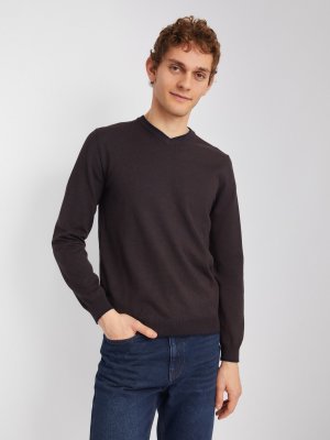 Тонкий трикотажный пуловер с длинным рукавом zolla. Цвет: синий