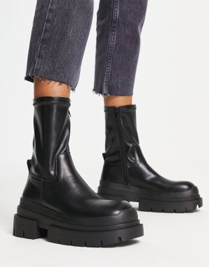 Черные массивные ботинки челси Billie Topshop