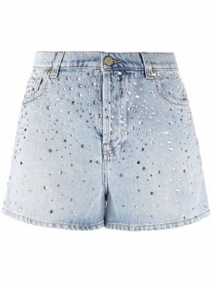 Джинсовые шорты с кристаллами Alexandre Vauthier. Цвет: синий