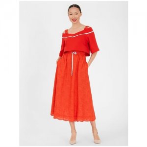 Платье с трикотажной накидкой в морском стиле красное (44) LO. Цвет: красный