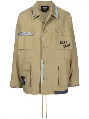 Куртка-рубашка с нашивками FIVE CM. Цвет: коричневый