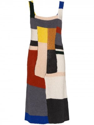 Трикотажное платье в стиле колор-блок Eckhaus Latta. Цвет: нейтральные цвета