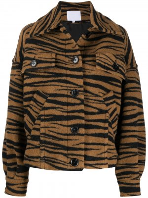 Фактурная куртка с зебровым принтом Lala Berlin. Цвет: коричневый