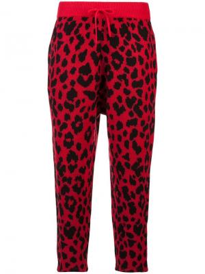 Спортивные брюки с леопардовым узором R13. Цвет: красный