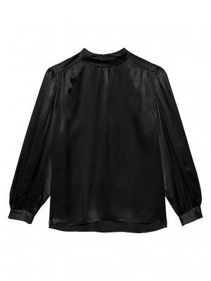 Шелковая блузка с воротником-стойкой , цвет noir Frame