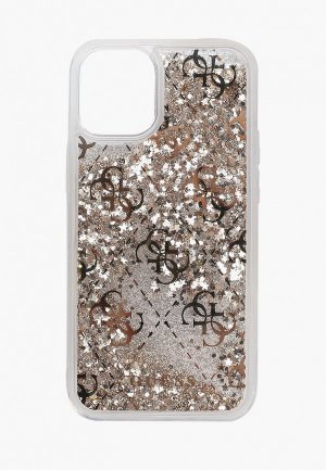 Чехол для iPhone Guess 12 mini (5.4), Liquid Glitter 4G Gold. Цвет: золотой