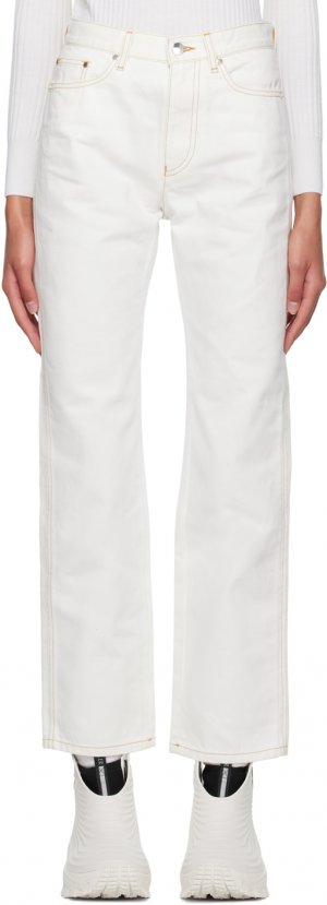 Белые джинсы прямого кроя Moncler
