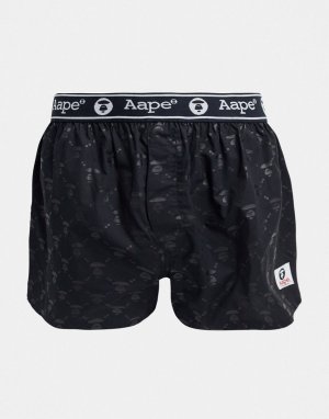 Черные боксеры с принтом AAPE By A Bathing Ape-Черный APE®