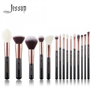 Набор профессиональных кистей для макияжа, 15 шт (Rose Gold / Black) Jessup