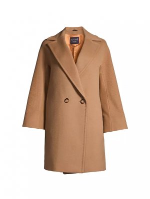 Короткое двубортное шерстяное пальто , цвет camel Cinzia Rocca