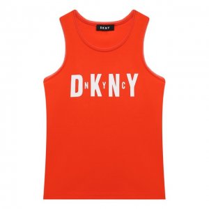 Хлопковая майка DKNY. Цвет: оранжевый