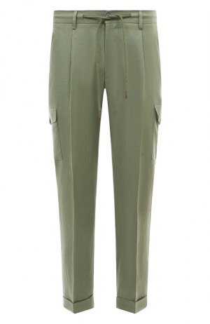 Льняные брюки-карго Gran Sasso. Цвет: зелёный