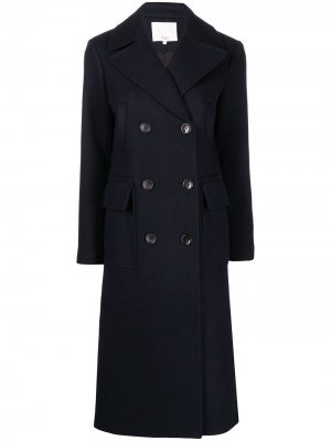 Двубортное пальто из смесовой шерсти Tibi. Цвет: синий