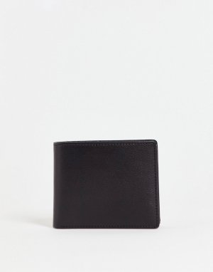Черный кожаный бумажник в одно сложение Smith & Canova And