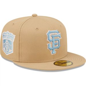 Мужская кепка New Era Tan San Francisco Giants 2010 World Series Champions небесно-голубого цвета, облегающая шляпа 59FIFTY