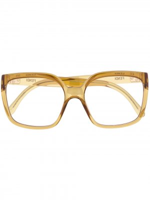 Очки в массивной квадратной оправе Fendi Eyewear. Цвет: коричневый