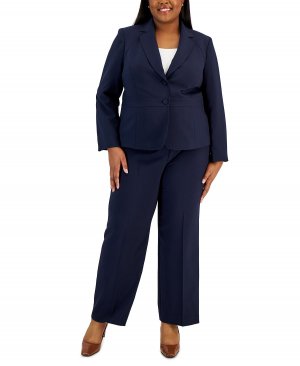 Креповый пиджак с двумя пуговицами больших размеров, брючный костюм , темно-синий Le Suit