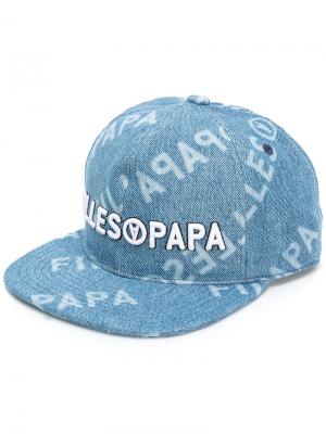 Джинсовая кепка с логотипом Filles A Papa. Цвет: синий