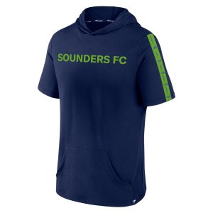 Мужской синий пуловер с капюшоном короткими рукавами и логотипом Seattle Sounders FC Definitive Victory Fanatics