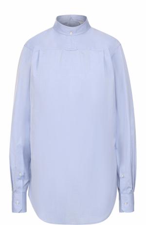 Хлопковая блуза с воротником-стойкой Thom Browne. Цвет: голубой