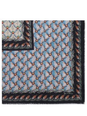 Платок-шаль из кашемира и шелка ETRO. Цвет: голубой