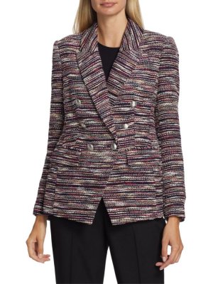 Твидовый двубортный пиджак , цвет Brown Multi Elie Tahari