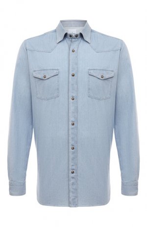 Джинсовая рубашка Giampaolo. Цвет: голубой