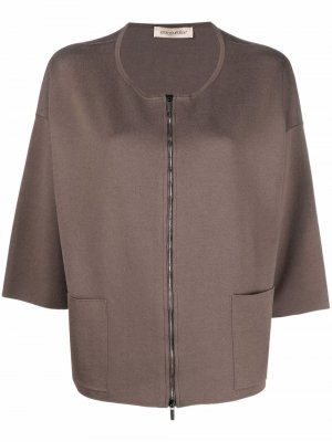 Fine-knit zip-front cardigan Gentry Portofino. Цвет: коричневый