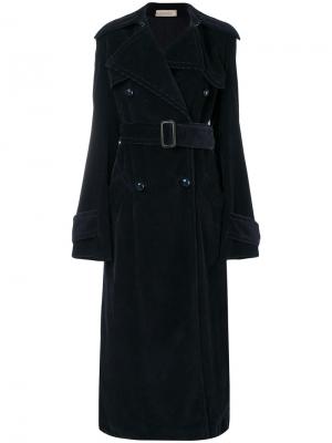 Длинное пальто с воротником Nina Ricci. Цвет: синий