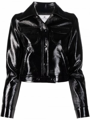 Укороченная куртка из искусственной кожи Courrèges. Цвет: черный