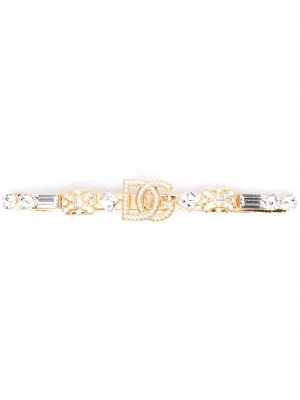 Заколка для волос с кристаллами и логотипом DG Dolce & Gabbana. Цвет: золотистый