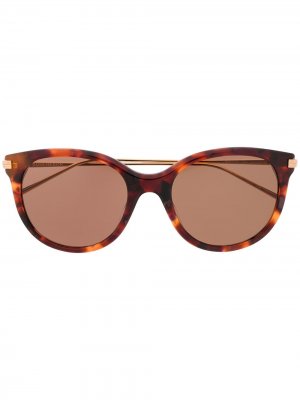 Солнцезащитные очки в оправе кошачий глаз черепаховой расцветки Boucheron Eyewear. Цвет: коричневый