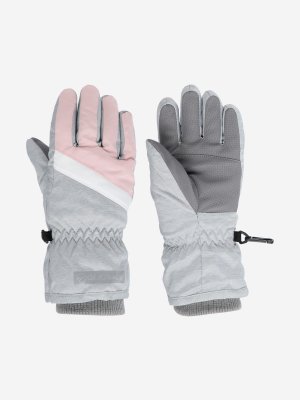 Перчатки для девочек, Серый, размер 4 Glissade. Цвет: серый