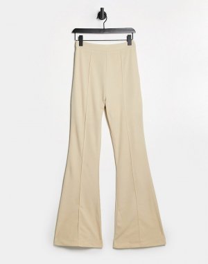Классические расклешенные брюки светло-бежевого цвета Club L-Серый L London