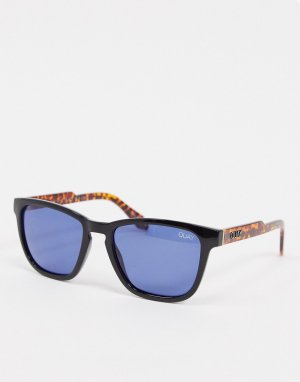 Черные квадратные солнцезащитные очки в черепаховой оправе Hardwire-Черный Quay Australia