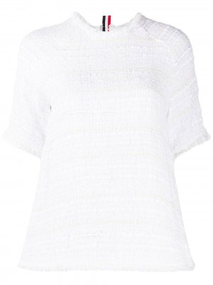 Твидовая блузка со складками Thom Browne. Цвет: белый