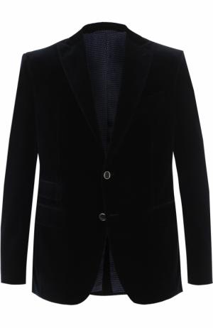 Однобортный хлопковый пиджак Baldessarini. Цвет: темно-синий