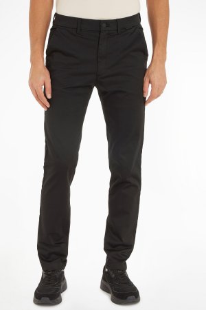 Черные атласные брюки-чиносы приталенного кроя и эластичные , черный Calvin Klein
