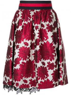 Floral jacquard A-line skirt Bazar Deluxe. Цвет: красный