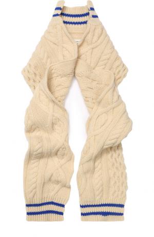 Шерстяной шарф фактурной вязки Maison Margiela. Цвет: бежевый