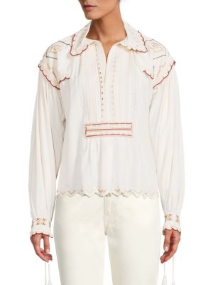 Плиссированная блузка с вышивкой , белый Etro