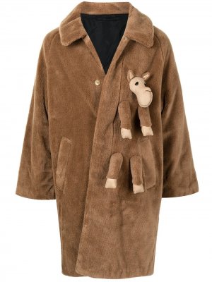 Однобортное пальто с аппликацией Doublet. Цвет: коричневый