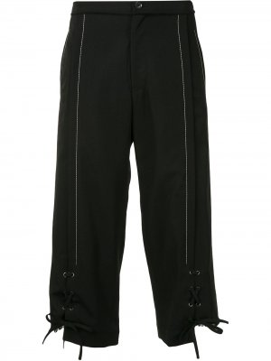 Укороченные брюки со шнуровкой Yohji Yamamoto. Цвет: черный