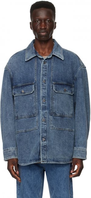 Синяя джинсовая рубашка с карманом Wooyoungmi