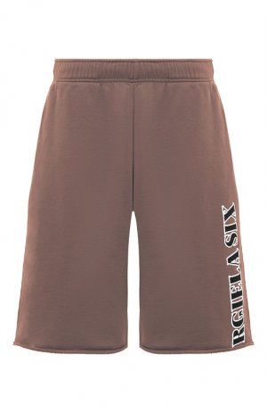 Хлопковые шорты MM6. Цвет: коричневый