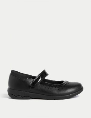 Детские кожаные школьные туфли с риптейпом (8 маленьких — 2 больших) , черный Marks & Spencer