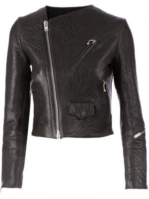 Кожаная куртка с потертой отделкой Yang Li. Цвет: чёрный